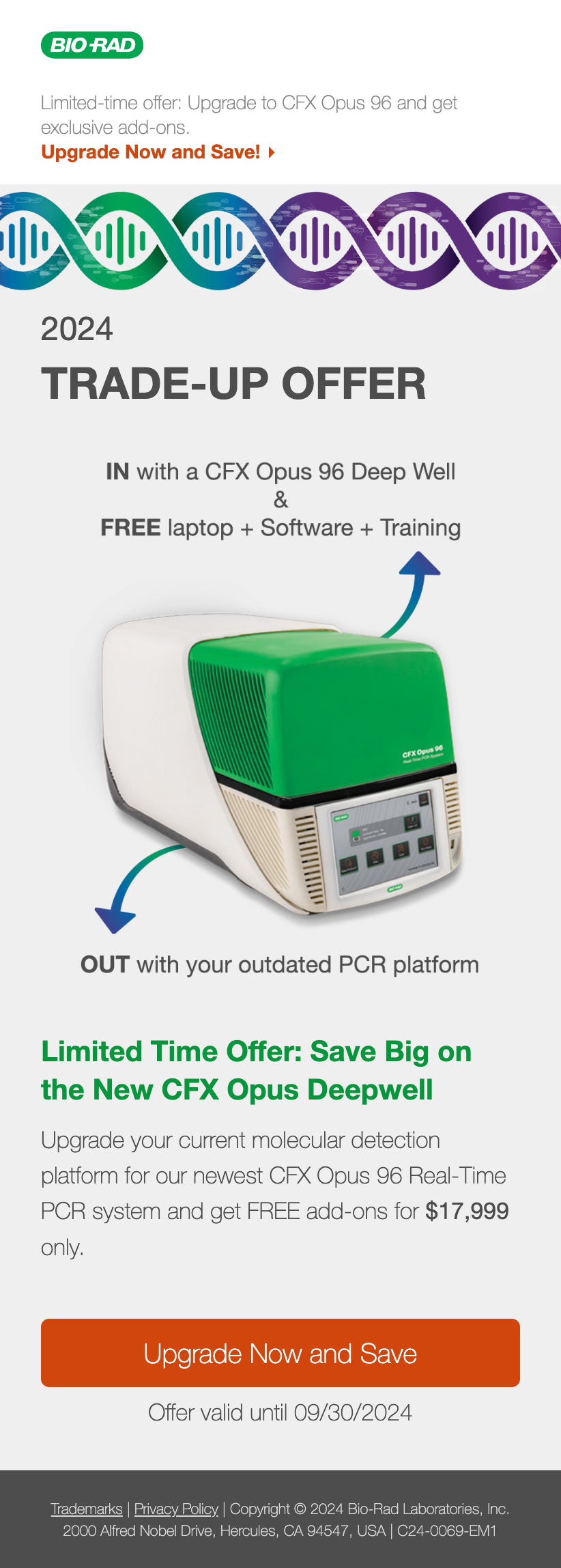 Bio-Rad Laboratories, Marketing Email Design, Mobile, Example 1