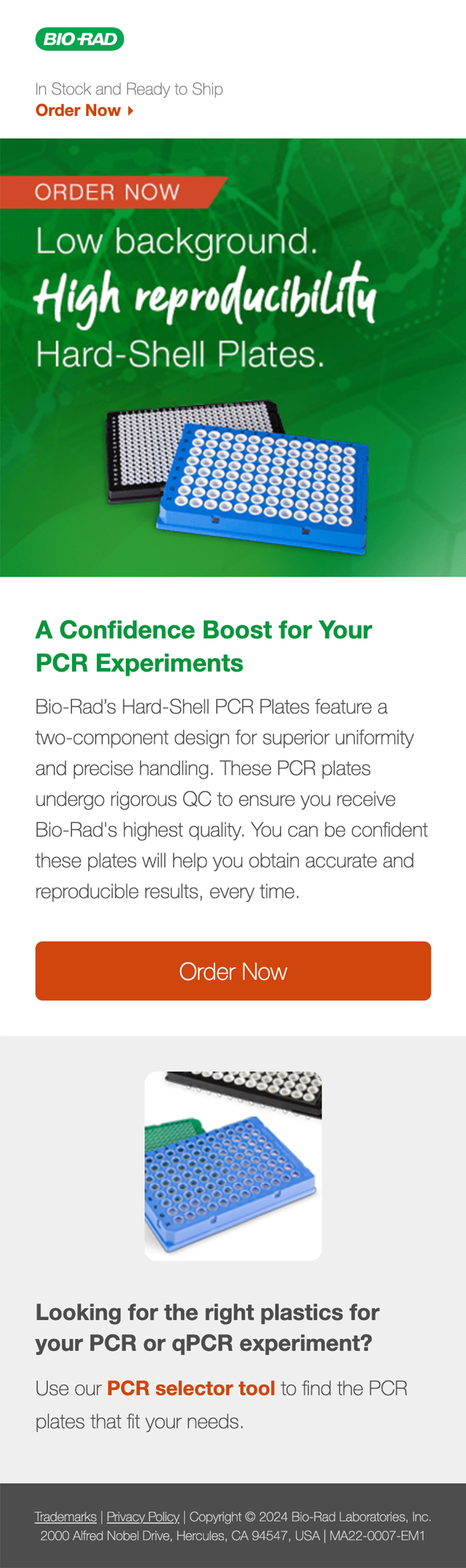 Bio-Rad Laboratories, Marketing Email Design, Mobile, Example 2