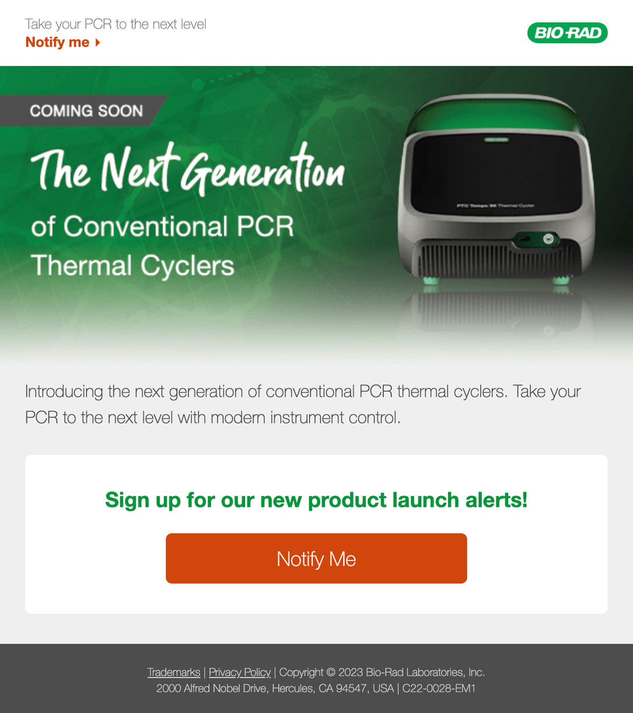 Bio-Rad Laboratories, Marketing Email Design, Desktop, Example 3