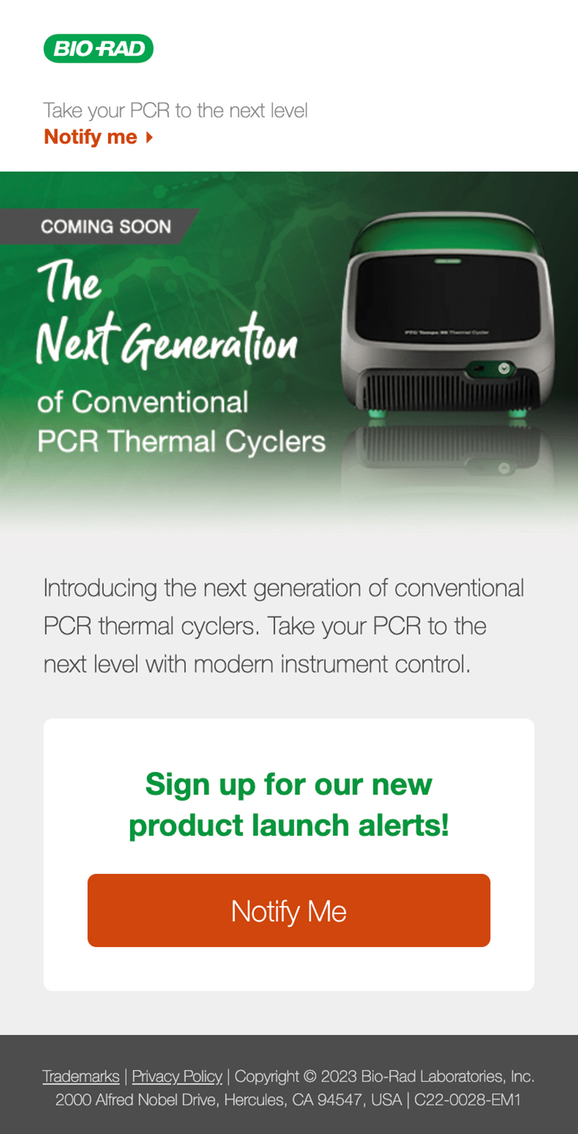Bio-Rad Laboratories, Marketing Email Design, Mobile, Example 3